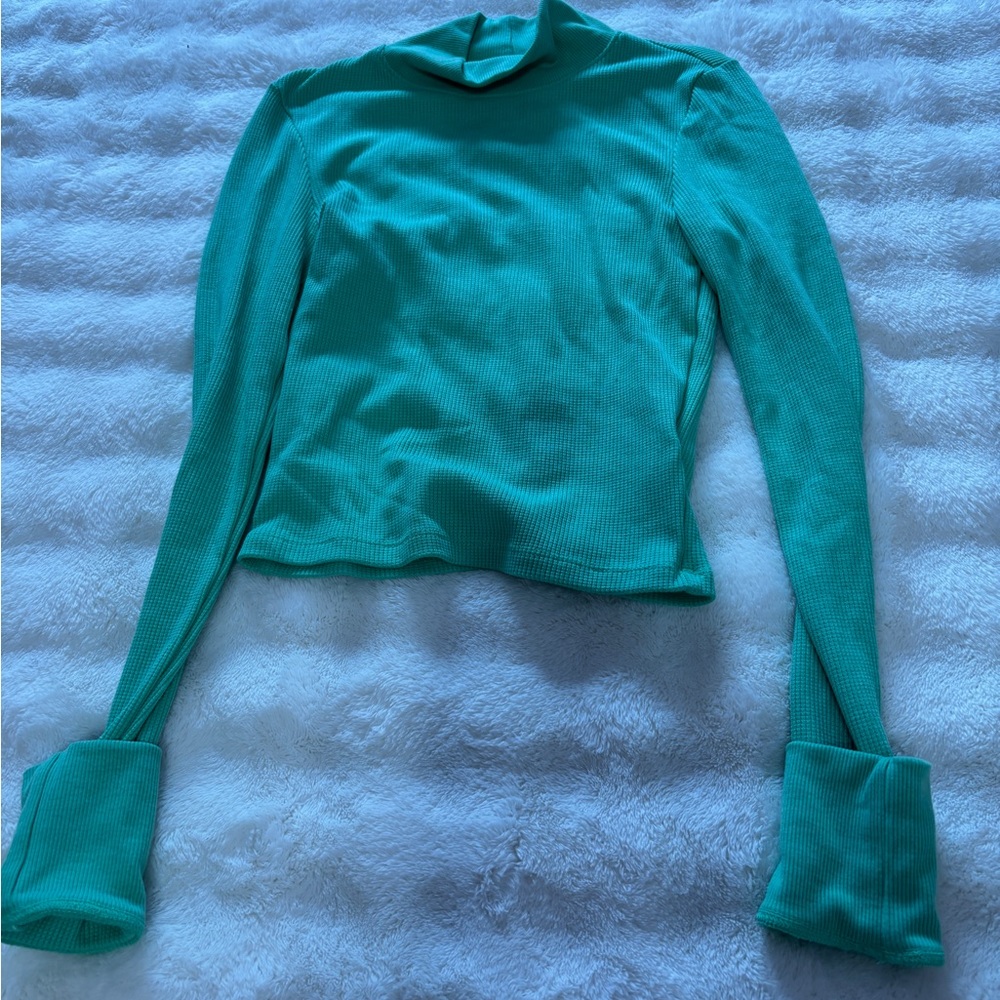 American Eagle Outfitters Turquoise Long Sleeve Top